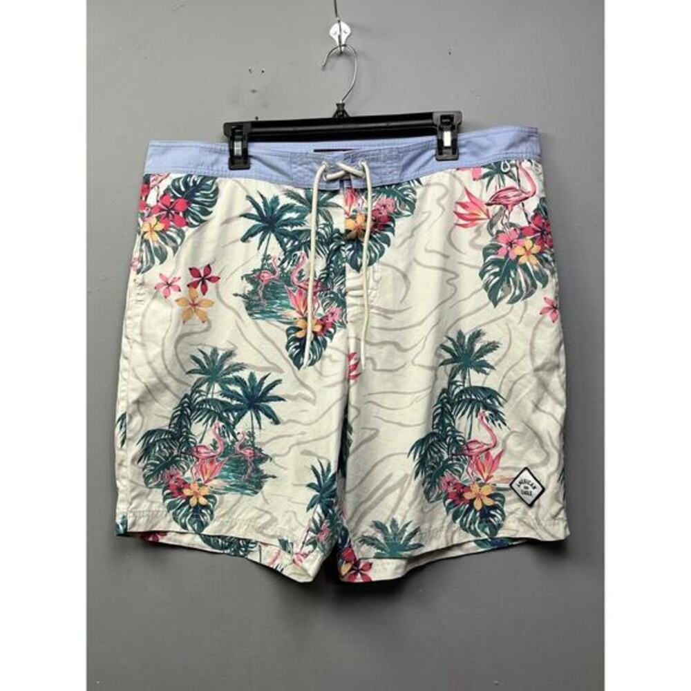 American Eagle Swim‎ Trunks Mens XL Mesh Unlined BoardShorts Pink Flamingo Print
